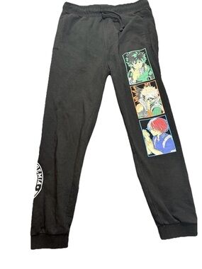 Hot Topic My Hero Academia Joggers Pants Black Anime Sz S MHA Sweatpant